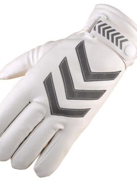 白色加厚加绒秋冬季反光PU皮手套　交通指挥 　执勤安保　