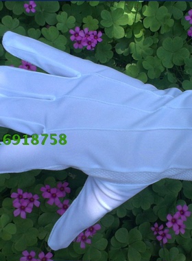 白色胶点防滑礼宾礼仪手套 三筋手套 阅兵手套 执勤手套现货