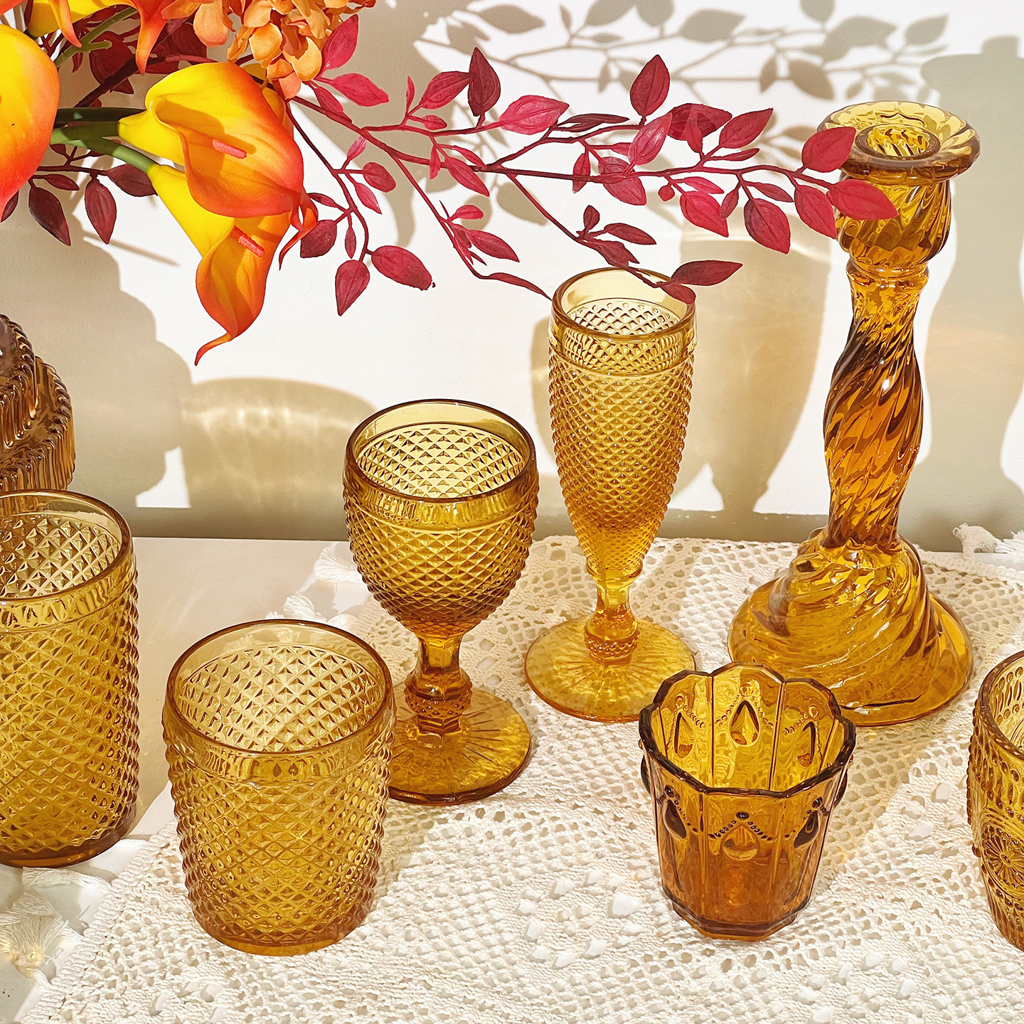 中古琥珀色系列原色料外贸单装饰罐杯子高脚杯糖缸装饰玻璃摆件,家居饰品,储物罐,淘宝优惠券,粉丝福利购,淘宝优惠卷