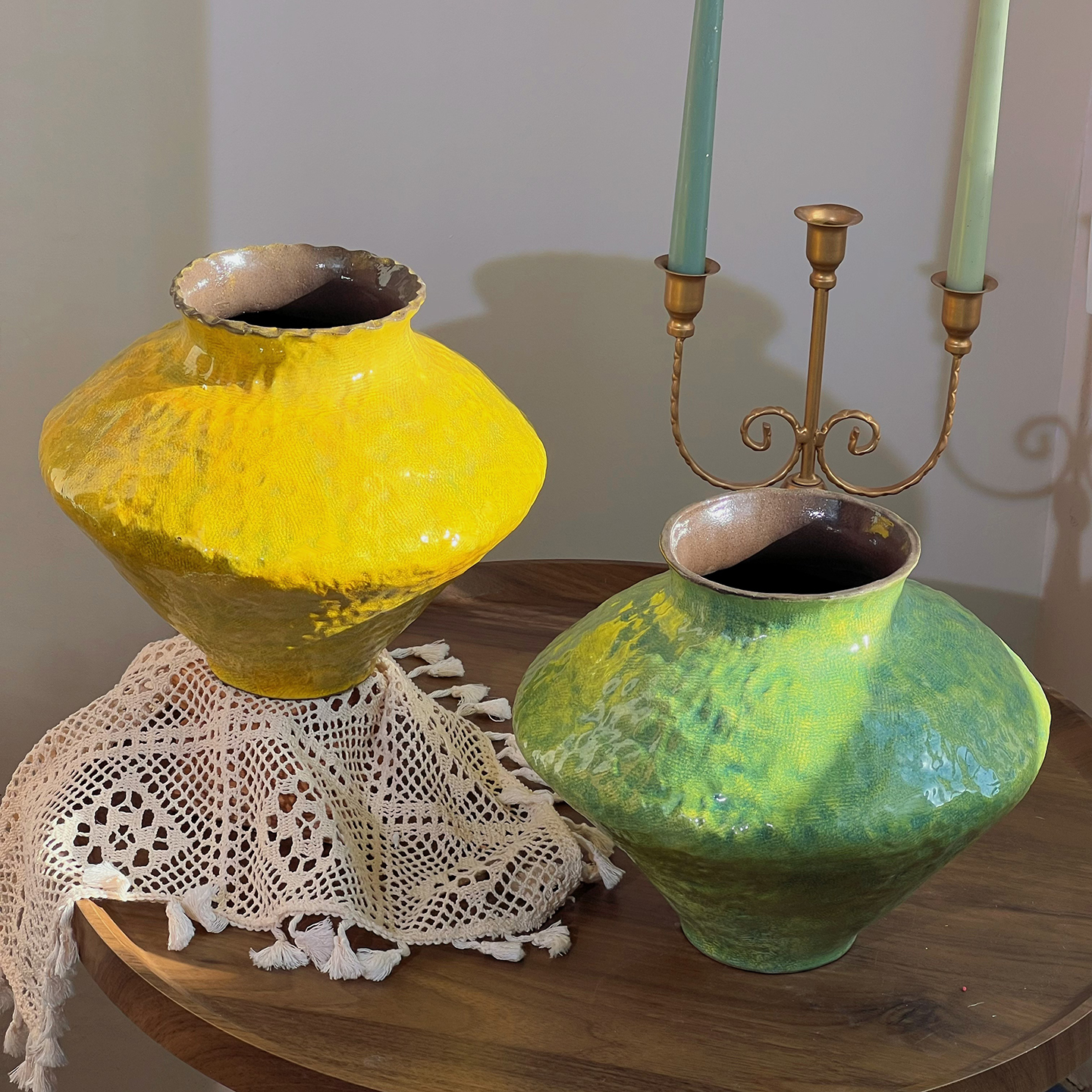 阳光下的油画麦田复古黄色中古风家居陶瓷摆件装饰品宋氏美学花瓶