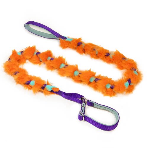 Braided fleece agility leash with fur敏捷训练编织牵引牵引绳