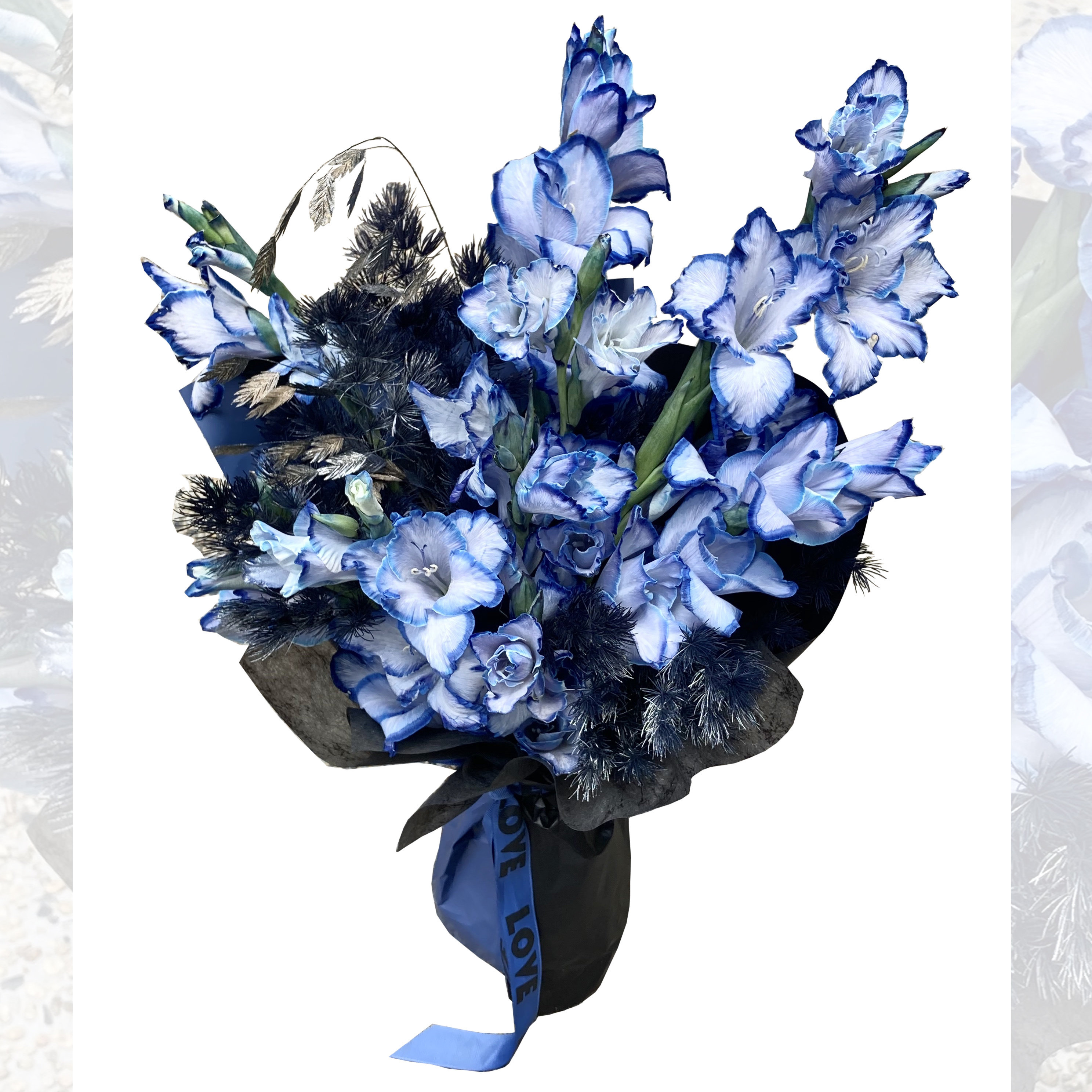 午夜蓝剑兰花束送男士生日父亲节毕业鲜花同城速递深圳广州上海