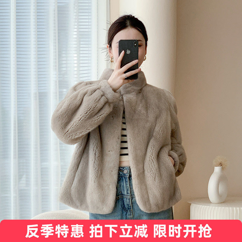 水貂皮大衣女整貂皮草外套短款貂毛2026冬季新款时尚立领年轻款