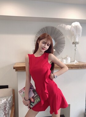 红色晚礼服女小个子显瘦结婚敬酒服新娘现代气质短款连衣裙女