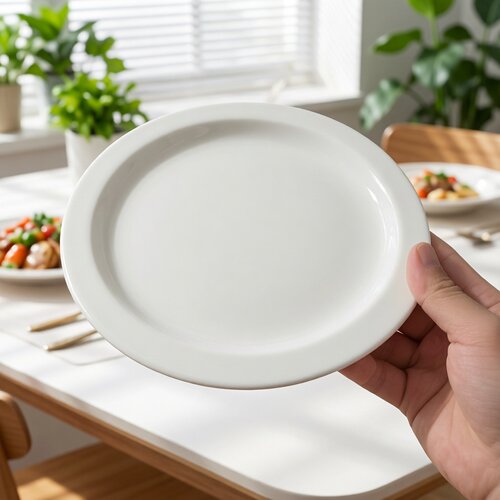 德士敦盘子简约乳白陶瓷西餐平盘