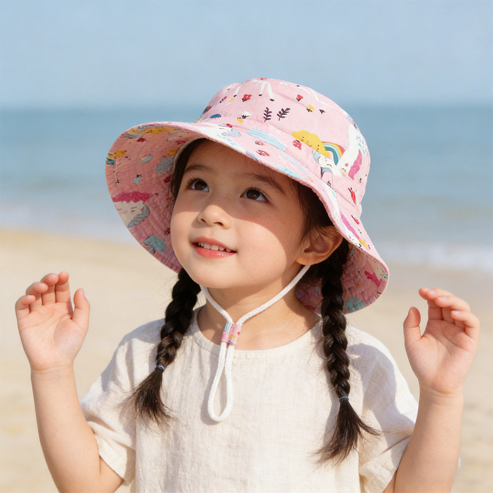 春夏儿童帽宝宝盘帽渔夫帽男女童出游休闲沙滩帽透气小童遮阳帽