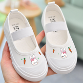 女儿童女孩童鞋 春秋室内入园鞋 帆布鞋 女童布鞋 子新款 幼儿园小白鞋