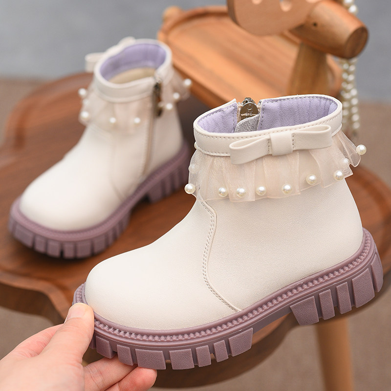 真皮女童马丁靴儿童公主靴女孩洋气短靴2025秋冬新款防水时尚靴子