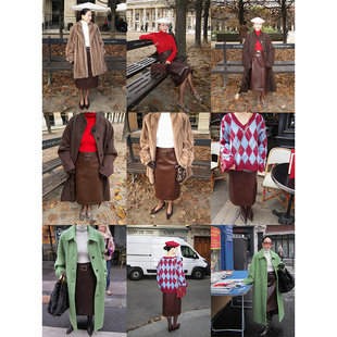 WEINISIAN朱小姐2025新款秋冬压花纹理皮半身裙女小众中长直筒裙