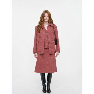 手工坊系列2024秋冬香奶奶马甲+半身裙+外套 三件套小香风套装女