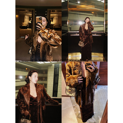 朱小姐原创设计2025中古系列毛毛外套女秋冬新款皮草女