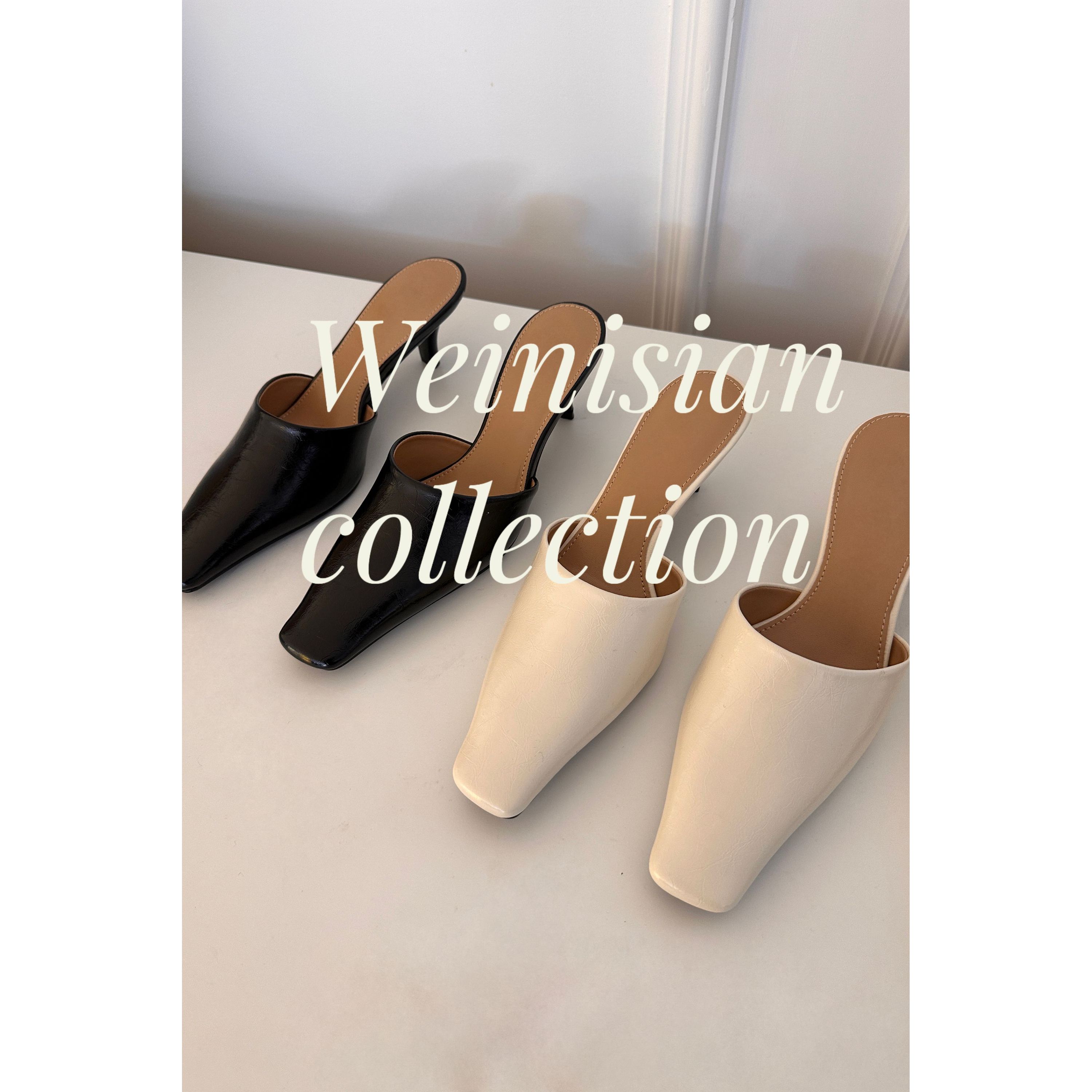 时尚包头百搭穆勒方头高跟鞋