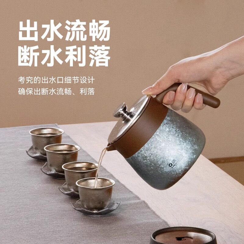 清水 纯钛焖茶壶高级小容量双层钛焖泡壶精致泡茶保温壶套装T7A01