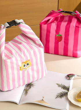 ins风卷卷便当手提包饭盒保温便捷外出大容量防水餐包耐脏午餐袋