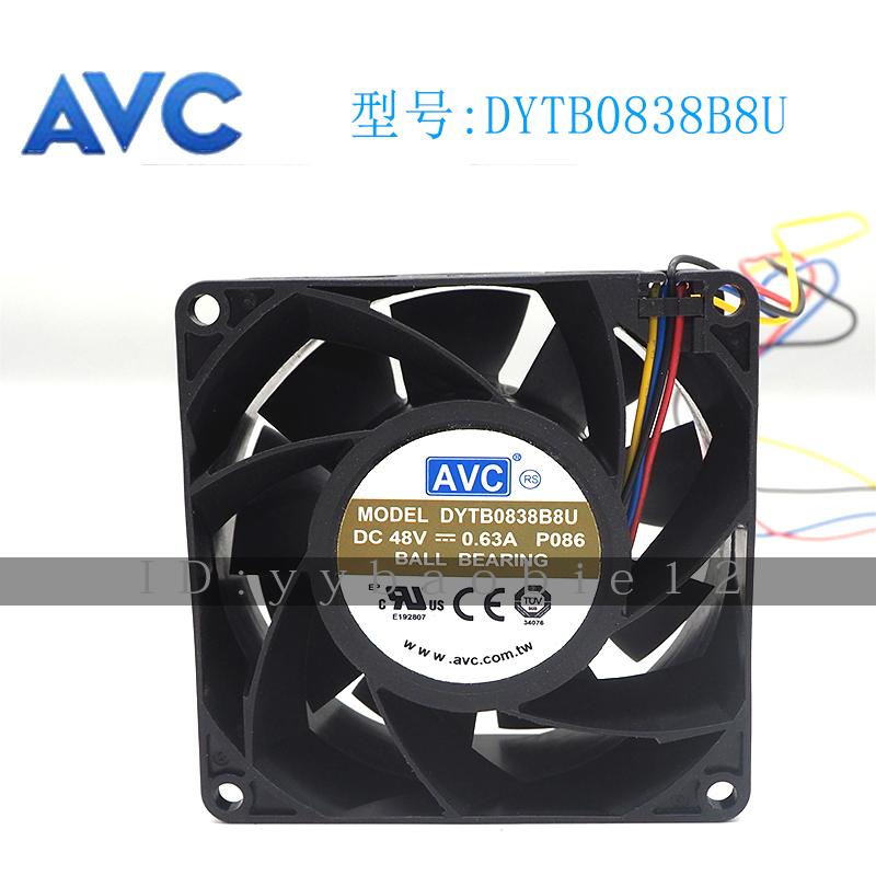 DYTB0838B8U全新原装AVC 8038 48V 0.63A 8CM/厘米4线变频器风扇 3C数码配件 USB风扇 原图主图