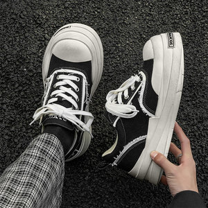 小众做旧设计感帆布鞋2026春季新款街头百搭潮流厚底运动休闲鞋男