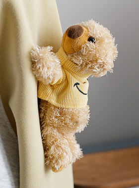 毛绒小熊公仔胸针笑脸毛衣小号熊挂件玩偶配饰西装动物别针ins