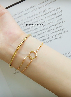 洗澡不用摘18k金色方格o圈金珠