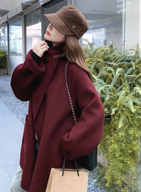 正版手工缝制毛耗牛绒+桑蚕丝高支双面山羊绒大衣时尚减羊毛大衣