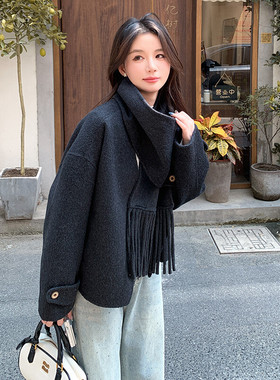 正品2025冬季双面羊绒女大衣新款轻软柔暖高品质小个子羊毛短外套