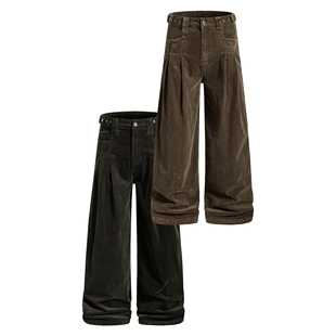 秋冬加厚休闲裤 复古廓形长裤 打褶灯芯绒工装 裤 SYRI 休闲裤 美式