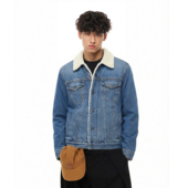 Syri 复古重磅羊羔绒翻领丹尼牛仔外套男加厚保暖休闲棉服潮 美式