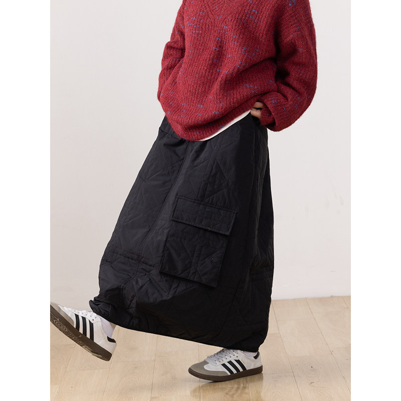 水曜日定休2024新款冬季保暖大口袋加棉半身裙女夹棉菱格长裙裙子,女装/女士精品,半身裙,淘宝优惠券,粉丝福利购,淘宝优惠卷