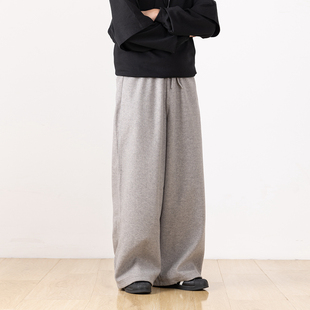 水曜日定休秋冬日系简约休闲直筒卫裤男宽松潮流加厚长裤阔腿裤子