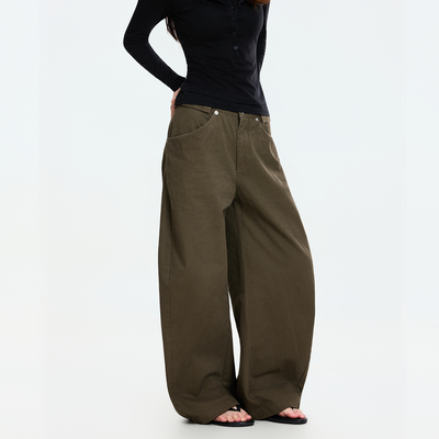 美式复古廓形A字弯刀休闲裤男女