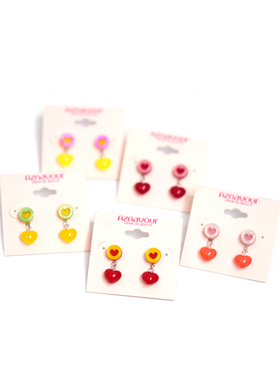 韩国GRAINdeBEAUTE 少女小爱心蝴蝶结 小圆饼笑脸圆环耳环耳钉女