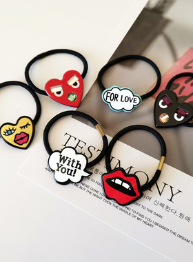 韩国GRAINdeBEAUTE好搭字母爱心红唇发圈发绳皮筋发饰女