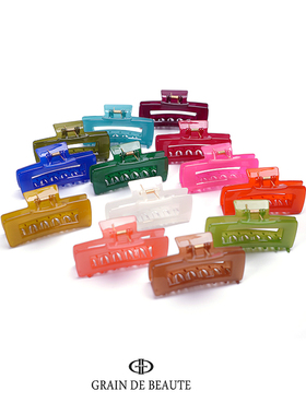 韩国进口GRAINdeBEAUTE简约纯色长方形镂空发抓抓夹抓夹发抓大号