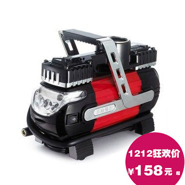 非常爱车1580车载充气泵 汽车打气机 1582双缸轮胎打气机泵带灯