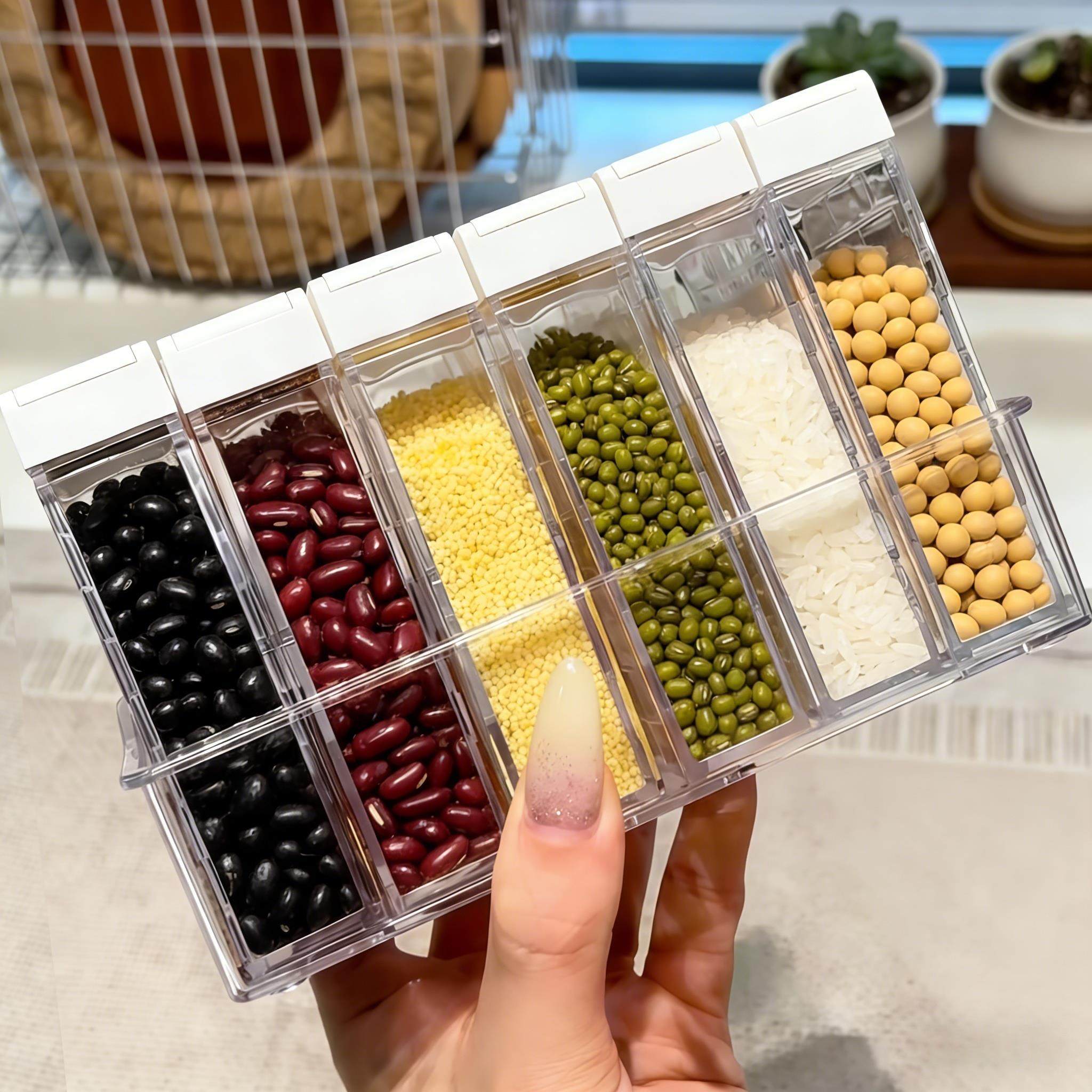 五谷杂粮收纳盒厨房香料收纳盒套装密封保鲜瓶防虫防潮家用调料盒