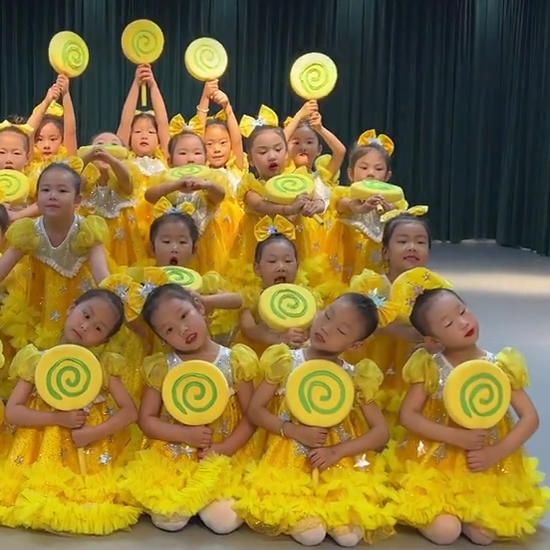 六一幼儿园最爱的棒棒糖舞蹈服装童年的歌演出服蹦踏踏纱裙表演服