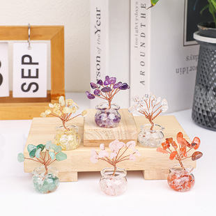 迷你石来运转水晶发财树汽车创意车载家居摆件组合装饰潮玩盲盒