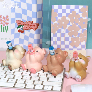 新款上头吨吨吨摆件卡通动物公仔树脂工艺品定制家居桌面装饰礼物