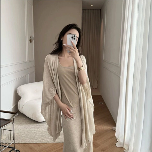 天丝亚麻纯欲针织披肩夏季薄款女