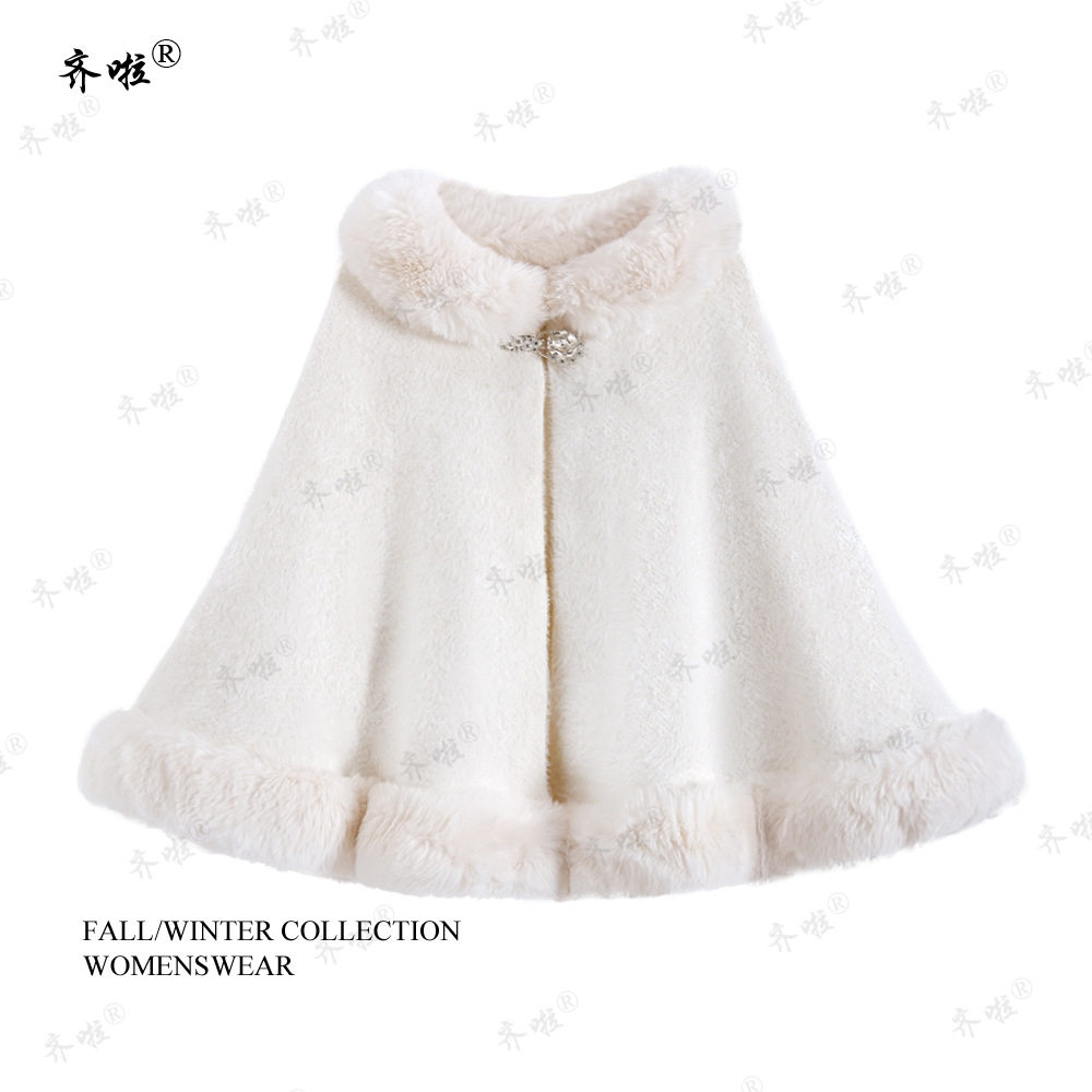 秋冬新款结婚新娘仿皮草披肩斗篷水貂毛婚纱礼服加厚针织保暖披风