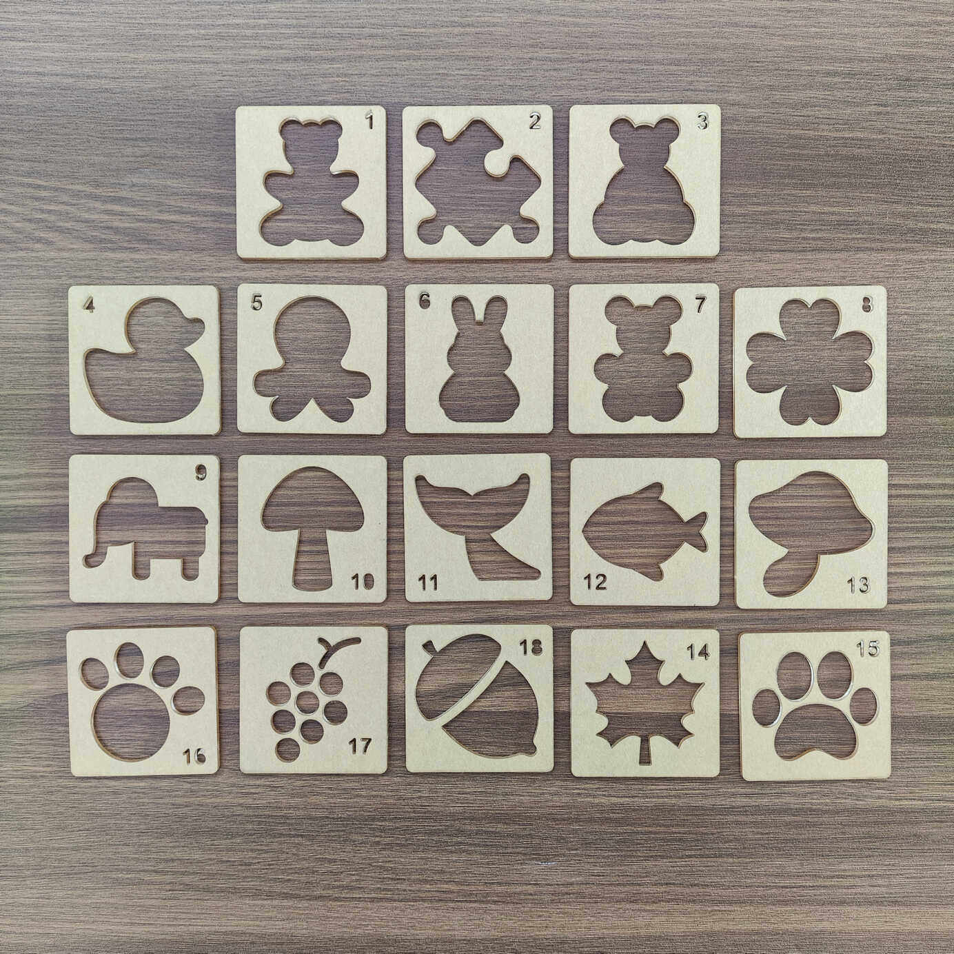 拼布卡通造型画图亚克力尺子 一套18个 压线画线蘑菇小黄鸭小熊