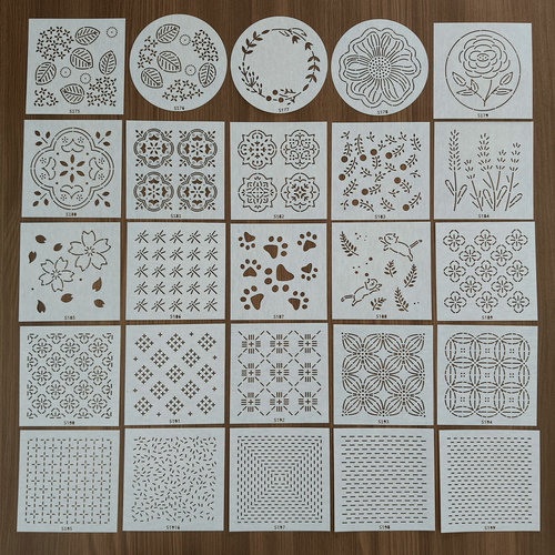 刺子绣软模板 创意图案几何图形刺绣模版手工画图 可重复使用