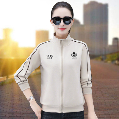 拉链卫衣外套女春秋2026新款中老年妈妈时尚休闲短款立领开衫上衣