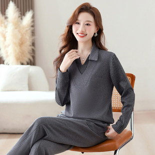 清爽韩系运动套装女款2026新款春秋小个子妈妈时尚卫衣两件套