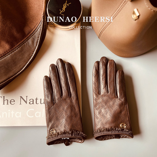 女羊皮短裤手套薄款单秋冬季春季