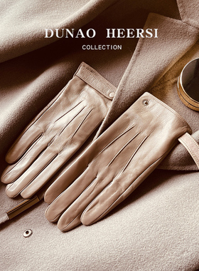 触屏山羊皮真皮手套女薄款单皮短款骑车开车秋冬加绒保暖修手纯皮