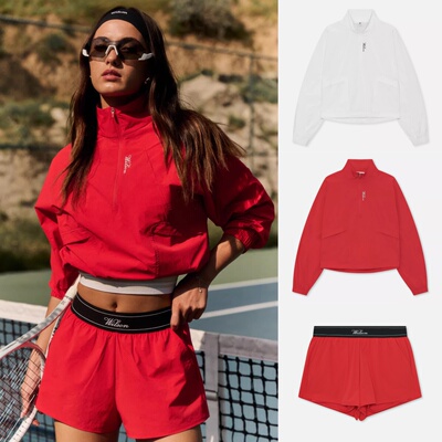 [韩国直邮]wilson威尔胜女立领半拉链速干上衣网球长袖裤子短裤