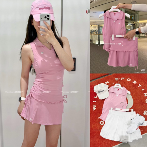 [韩国直邮]wilson威尔胜女网球背心速干高弹无袖polo衫 裙子短裙