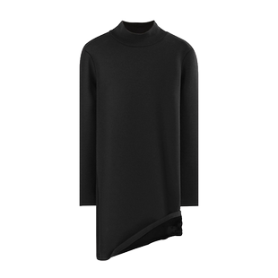 冬季新款加绒加厚打底裙纯白半高领修身长袖连衣裙中长款纯色内搭