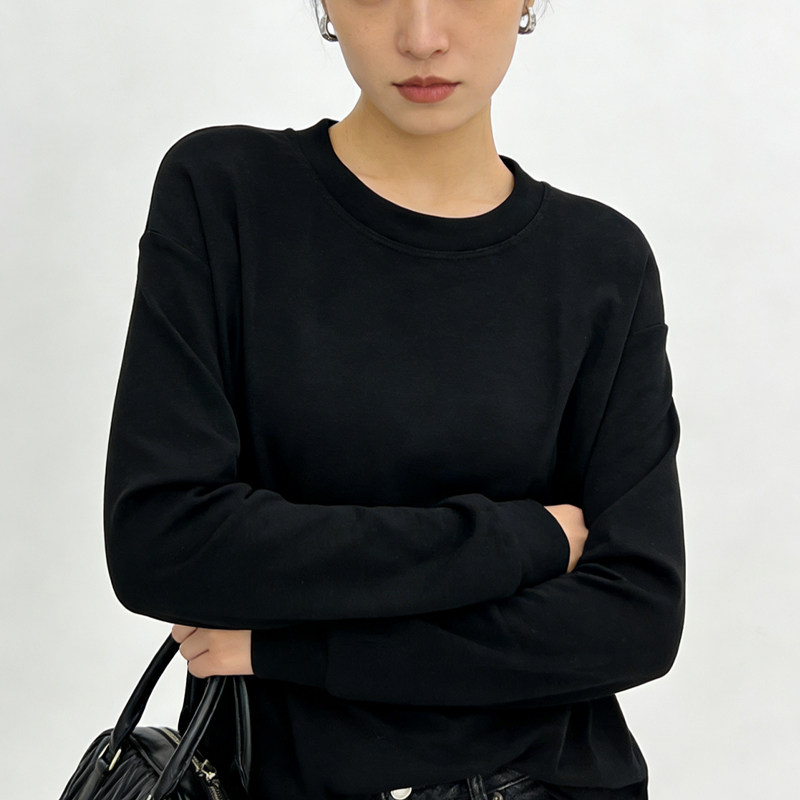 黑色圆领长袖t恤女冬2026新款打底衣女内搭宽松百搭简约上衣,女装/女士精品,大码内搭,淘宝优惠券,粉丝福利购,淘宝优惠卷