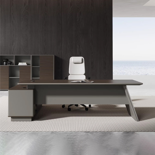 老板办公桌轻奢高级感小型女士简约弧形班台经理办公家具组合套装